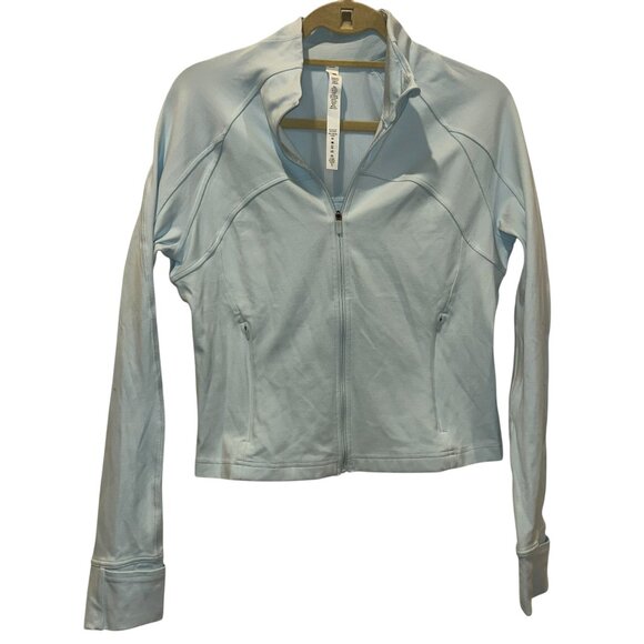 Lululemon robins egg BLUE Luon in Stride Jacket Logo Zip up Jacket 12 - Picture 1 of 4